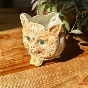 Vintage Cat, Dog, and Owl Ceramic Planter